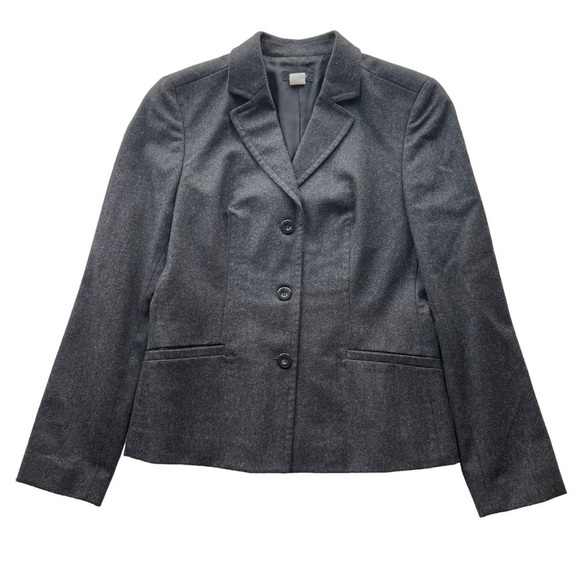 J. Crew Wool Blazer Jacket Charcoal Gray Size 4 Business Office Preppy Workwear - Picture 8 of 10